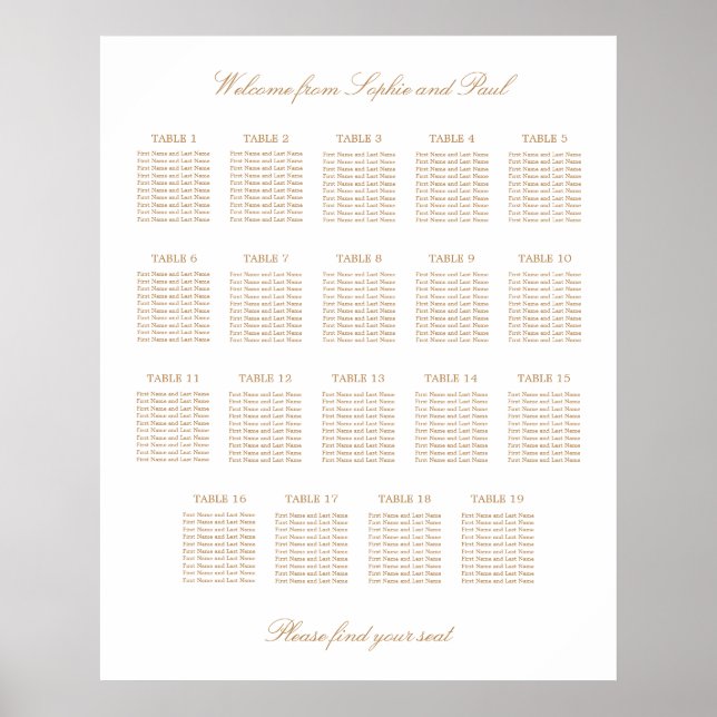 Tableau de disposition de mariage de table 19 beig (Devant)