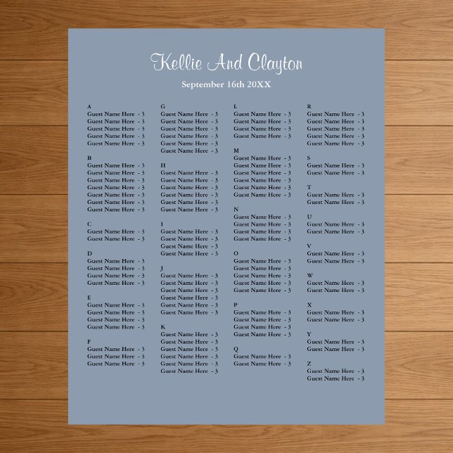 Tableau de disposition de mariage simple bleu 130 (Créateur téléchargé)