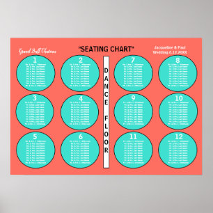 Tableau de disposition de table de mariage Corail