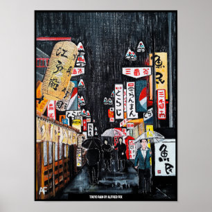 Tableau de la pluie de Tokyo par Alfred Fox