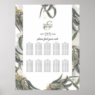 Tableau de mariage au eucalyptus aquarelle