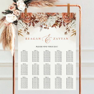 Tableau de mariage aux fleurs de terre cuite Pampa