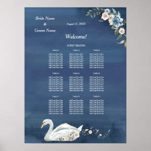 Tableau de Mariage du cygne floral blanc