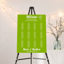 Tableau de mariage floral vert citron classique
