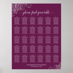 Tableau de mariage Magenta Plum 30 argenté