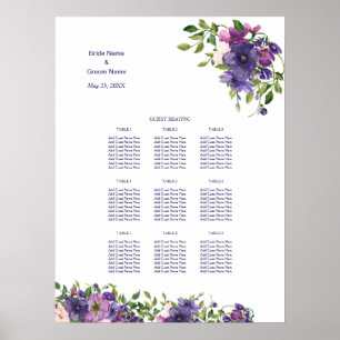 Tableau de Mariage Rose bleu violet sauvage