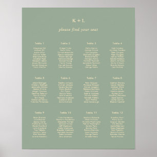 Tableau de mariage vert sauge simple moderne