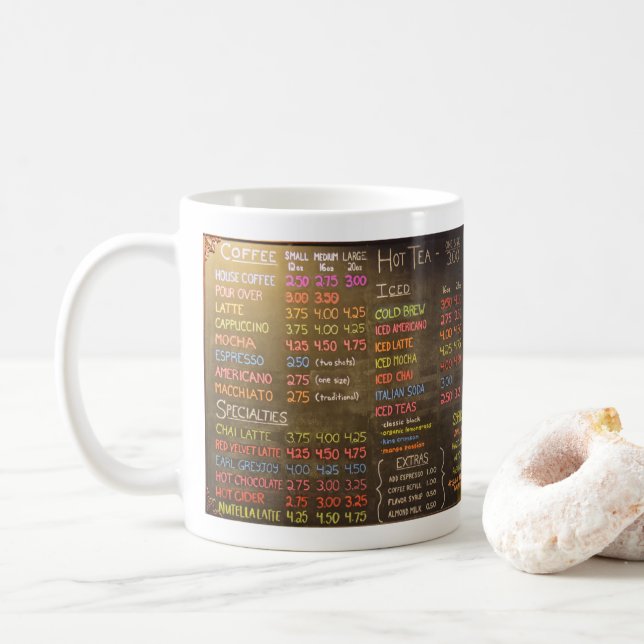 Tableau de menu de café - Tasse à café (Avec donut)