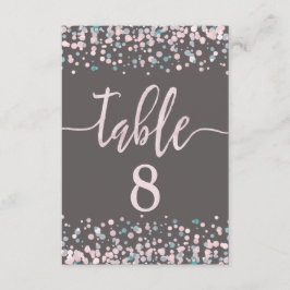 Tableau de numéros de table avec confettis rose pa