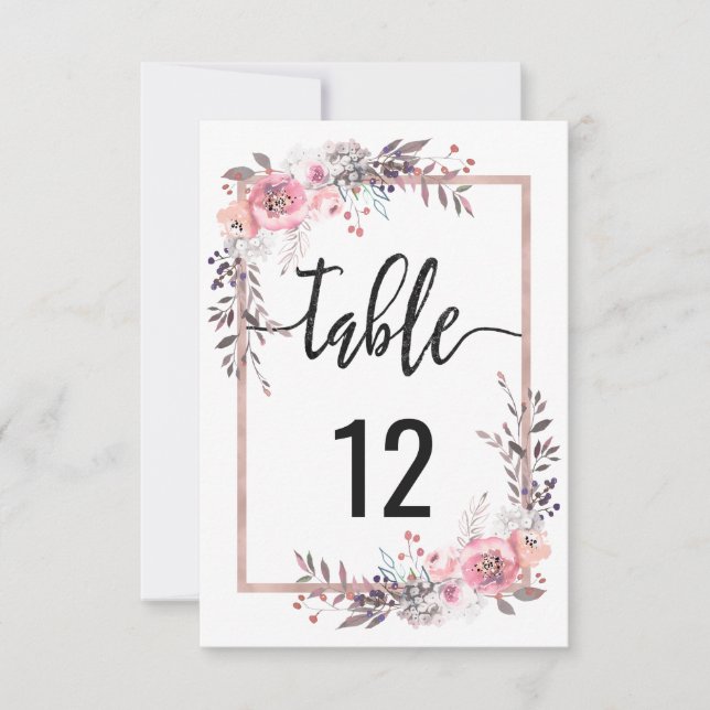 Tableau de numéros de table et plan de table Rose  (Devant)