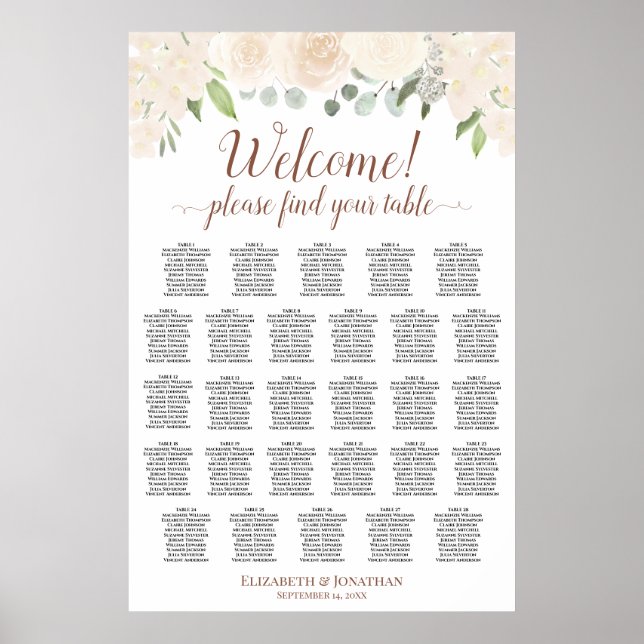 Tableau de placement 28 Champagne Blush Boho Flora (Devant)