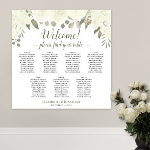 Tableau de placement 7 tables Fleurs blanches Bohè