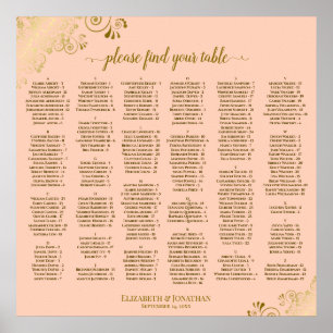 Tableau de placement alphabétique en corail pêche