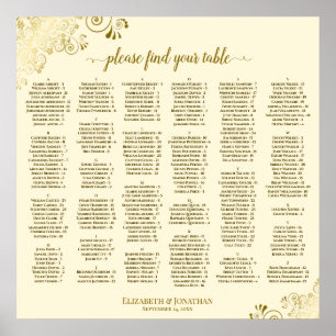 Tableau de placement alphabétique en crème ivoire