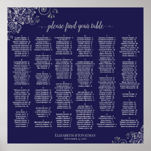 Tableau de placement alphabétique sur fond bleu ma
