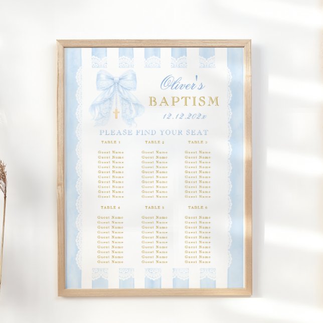Tableau de placement Bébé garçon Arc bleu de baptê (Créateur téléchargé)