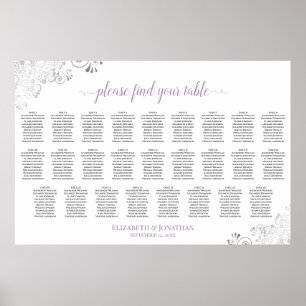 Tableau de placement de 26 tables Lavande & Argent