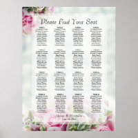 Tableau de placement de mariage à 16 tables Roses