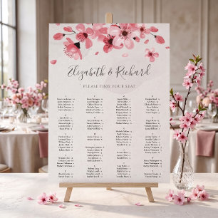 Tableau de placement de mariage à fleurs roses de 