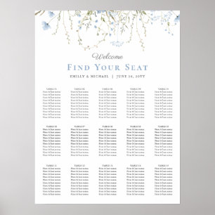 Tableau de placement de mariage à la pervenche fle