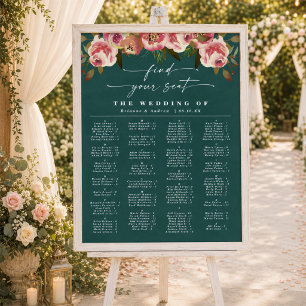 Tableau de placement de mariage alphabétique vert