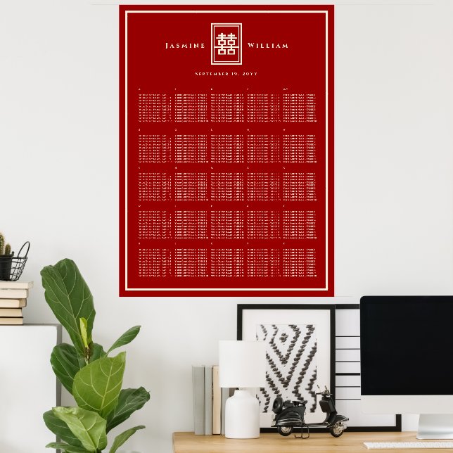 Tableau de placement de mariage chinois Double Bon (Bureau à domicile)