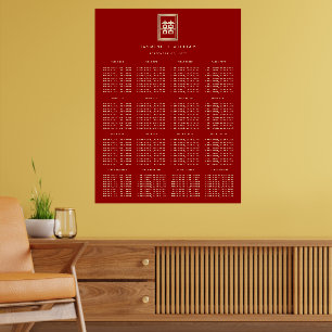 Tableau de placement de mariage chinois Rectangle