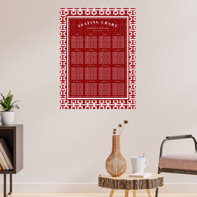 Tableau de placement de mariage chinois Red Double (Salon 3)