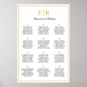Tableau de placement de mariage élégant Monogramme