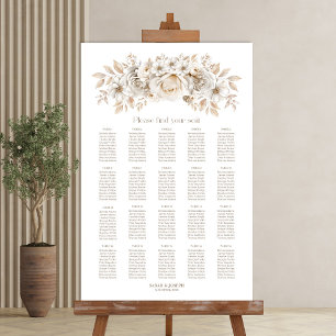 Tableau de placement de mariage floral blanc pour