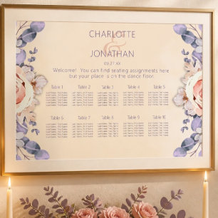 Tableau de placement de mariage floral couleur pêc