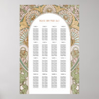 Tableau de placement de mariage inspiré de l'Art n