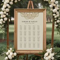 Tableau de placement de mariage mandala or
