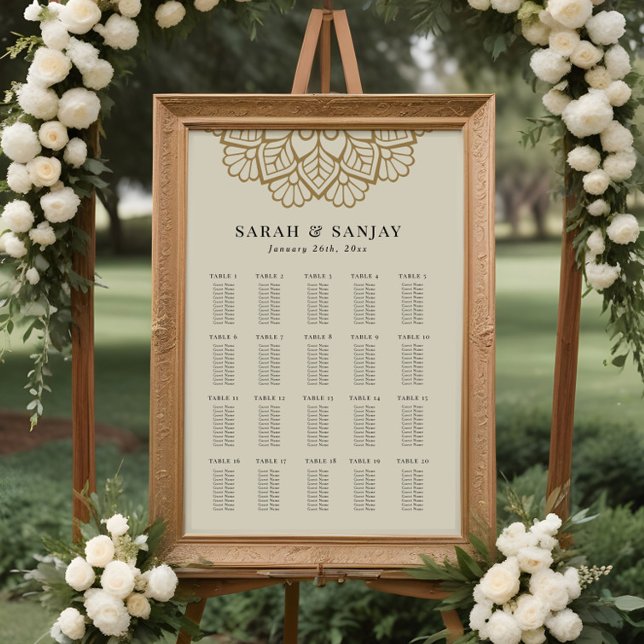 Tableau de placement de mariage mandala or (Créateur téléchargé)