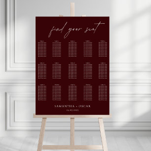 Tableau de placement de mariage moderne bordeaux