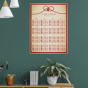 Tableau de placement de mariage Red Knot Double Ha