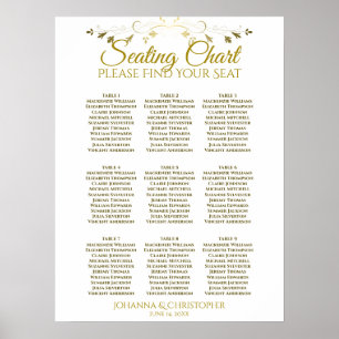 Tableau de placement de mariage simple or et blanc