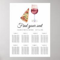 Tableau de placement de mariage vin et pizza aquar