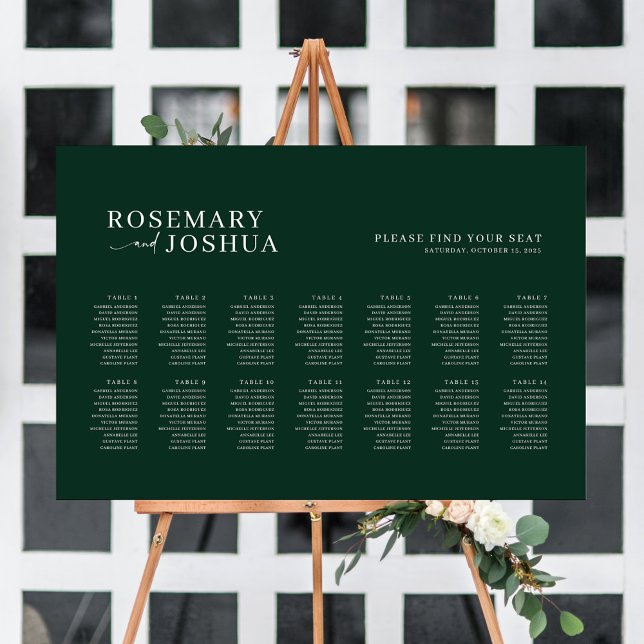 Tableau de placement de sièges moderne vert foncé  (Créateur téléchargé)