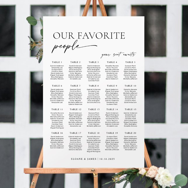 Tableau de placement moderne pour 20 tables (Créateur téléchargé)