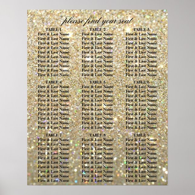 Tableau de placement - Or Pailleté Fab (Devant)