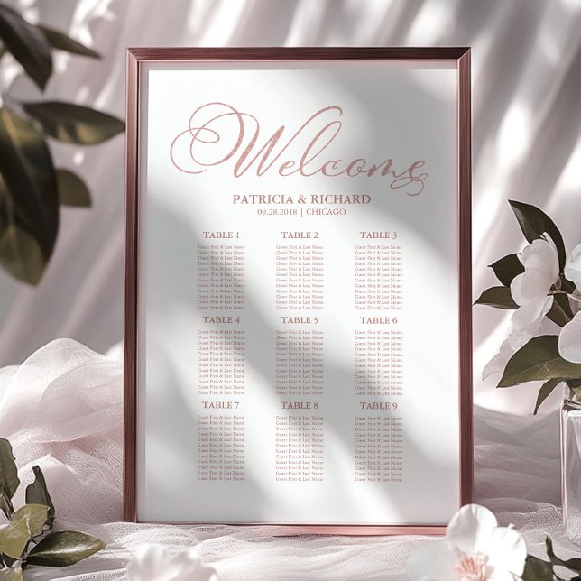 Tableau de plan de table de mariage simple à 9 tab (Créateur téléchargé)