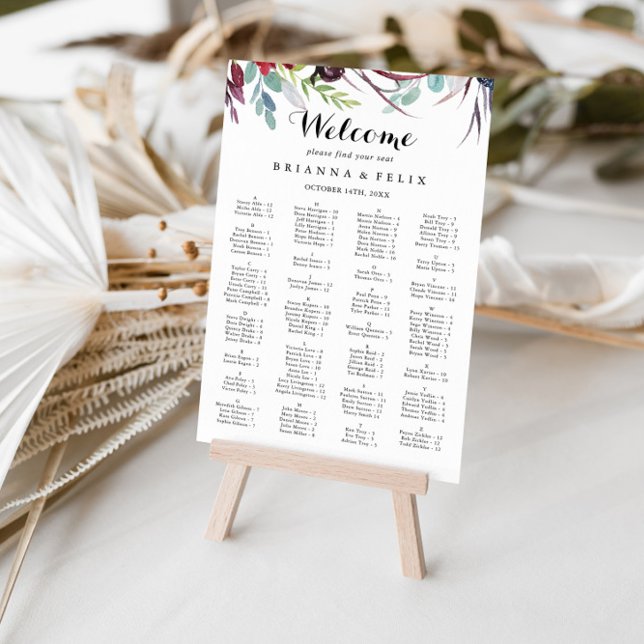 Tableau de siège alphabétique Boho Whimsical de lu (Créateur téléchargé)