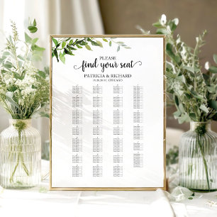 Tableau de siège alphabétique Élégant Vert