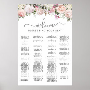 Tableau de siège de Quinceanera alphabétique rose 