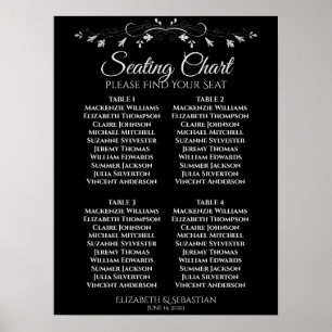 Tableau de siège Mariage simple et élégant noir 4 
