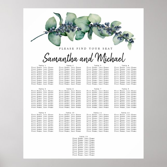 Tableau de sièges à 13 tables de grande taille de  (Devant)