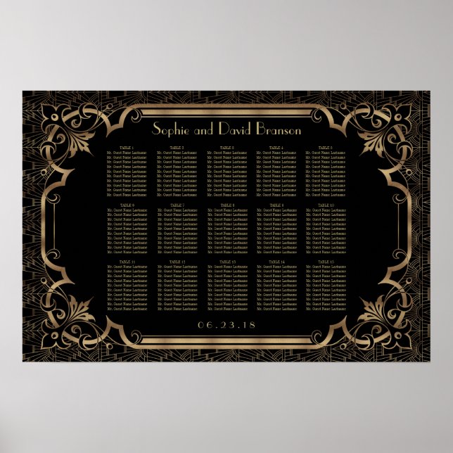 Tableau de sièges Art Déco des années 1920 Black G (Devant)