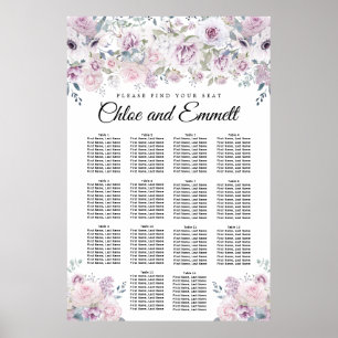 Tableau de sièges de Mariage à 14 tables blanc vio