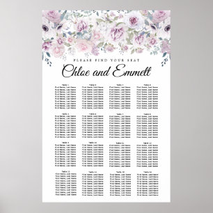 Tableau de sièges de Mariage à 16 tables blanc vio